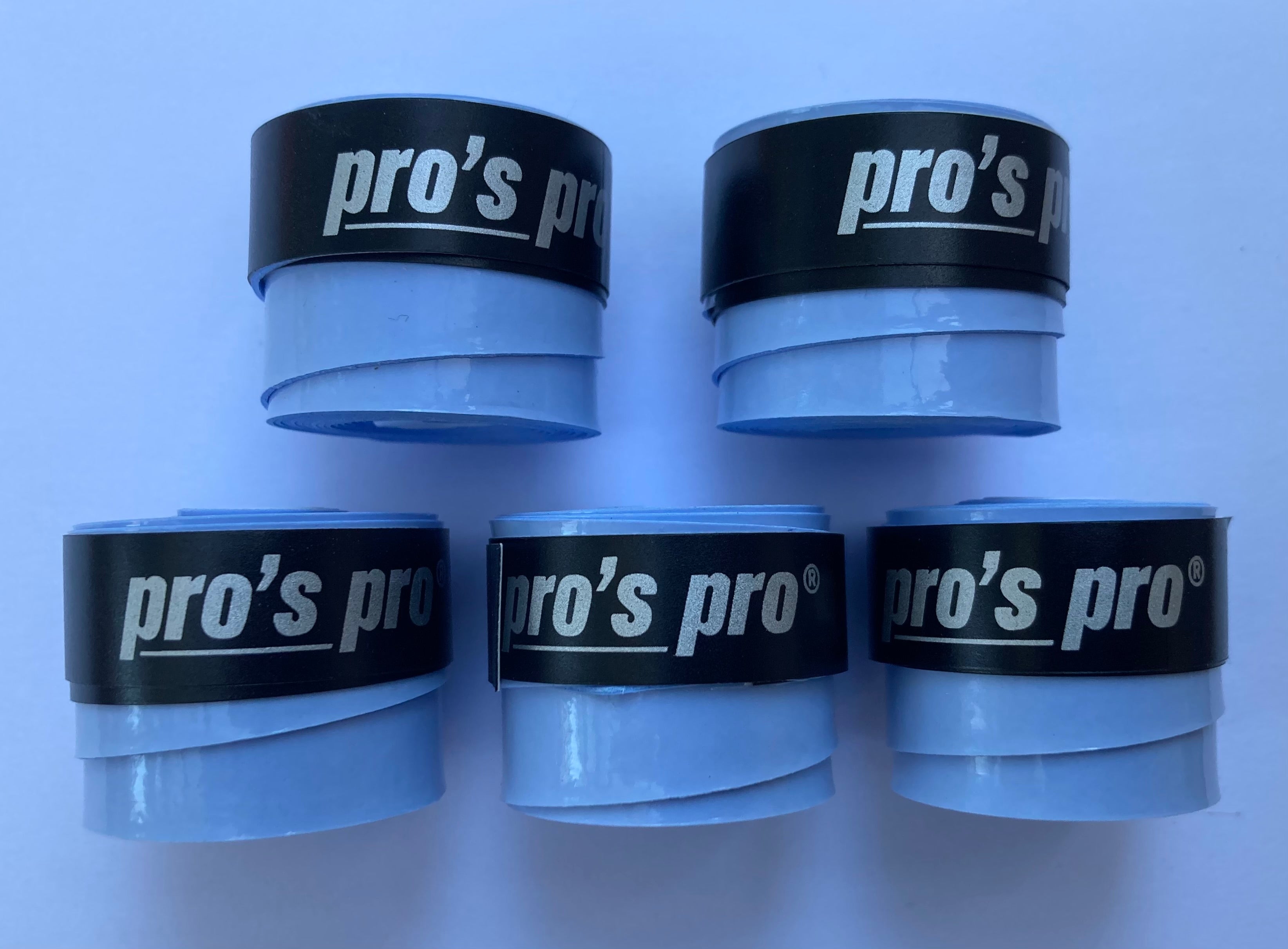 5 x Pro's Pro Super Tacky + Overgrips Blue 0.50mm for Pickleball, Padel, etc