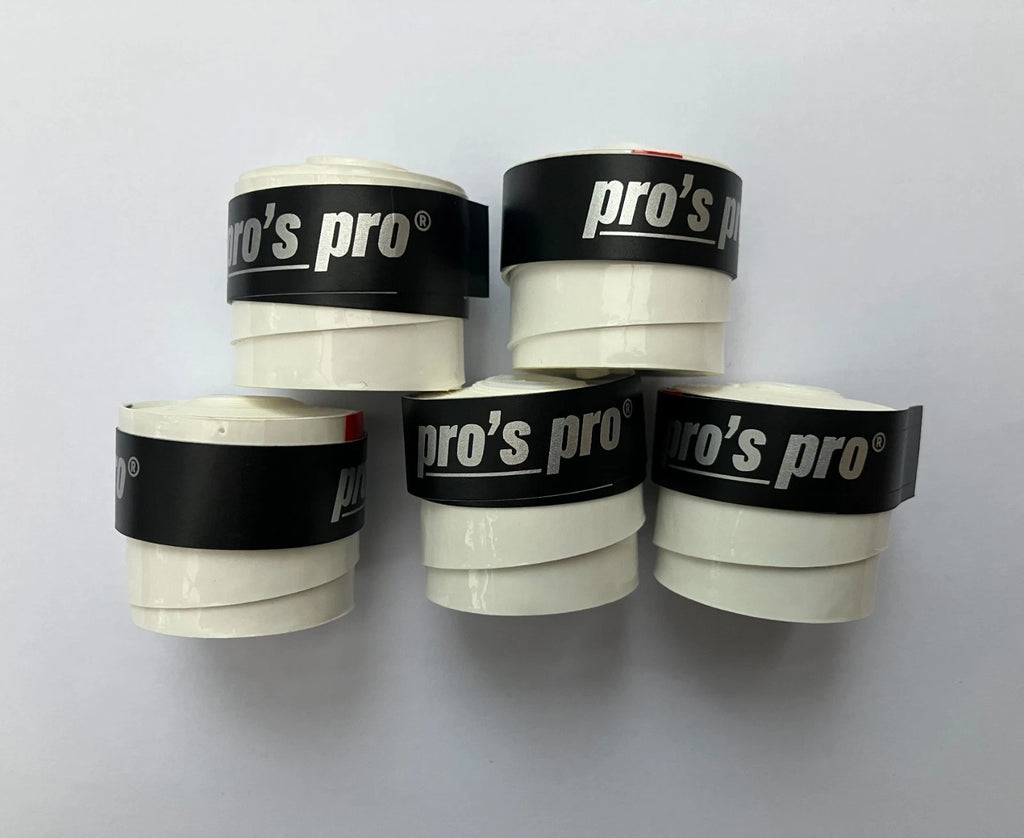 5 x Pro's Pro Super Tacky + Overgrips White 0.50mm for Pickleball, Padel, etc (Copy)